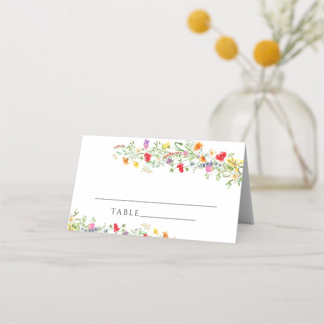 Placement Elégante carte mariage de fleurs sauvages (Devant)