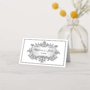 Placement Faux Argent Filigree Frame Escort Carte de lieu