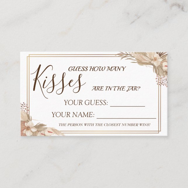 Placement Floral Combien de baisers jeu de carte de Fête des (Devant)