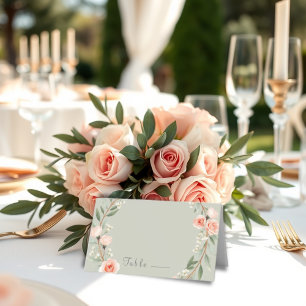Placement Grille rose romantique verte Pliée Carte de séjour