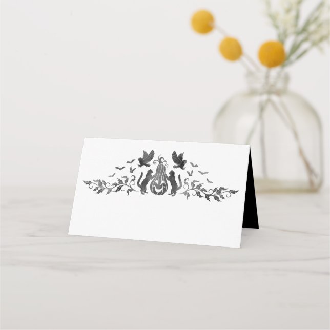 Placement Halloween thème Mariage gothique plié carte de pla (Devant)