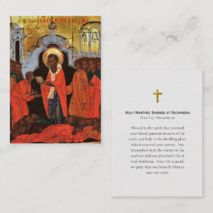 Placement Les martyrs brûlés à la carte de prière Nicomedia