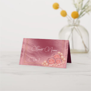 Placement Mariage Carte de Table Pliée Violet et Perles