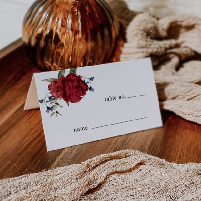 Placement Mariage Floral Bourgogne Numéro de table Carte de  (Créateur téléchargé)