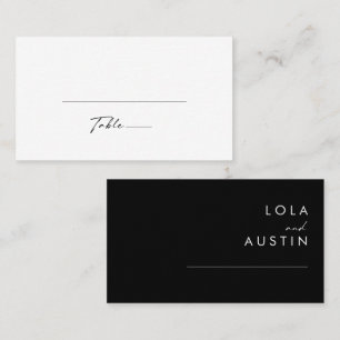 Placement Minimaliste moderne Carte de Mariage Black Flat
