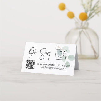 Placement OH SNAP QR Code Eucalyptus Carte de table pliée