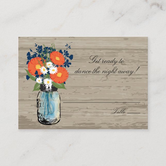 Placement Orange Gerber Daisies Mason Jar | Carte de siège (Devant)