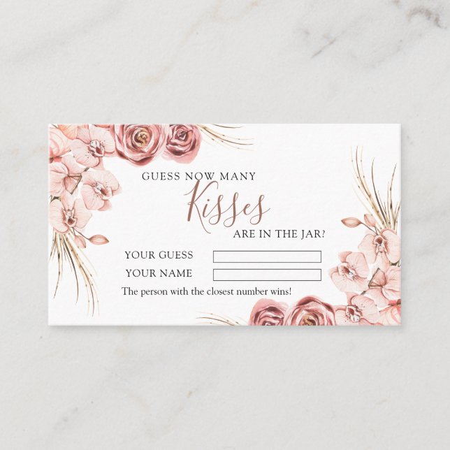 Placement Orchidée rose Boho Combien de baisers Douche Carte (Devant)