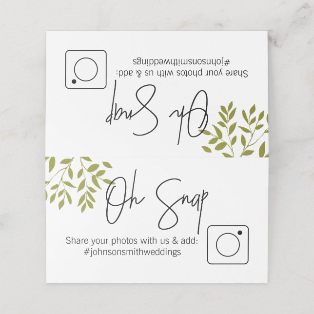 Placement Partage de photos Carte de table pliée #hashtag gr (Extérieur déplié)