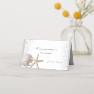 Placement Pearls et White Lace Beach carte de lieu de mariag