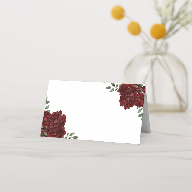 Placement Rose rouge Bourgogne Nom de la table Carte Place (Devant)