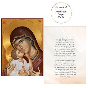 Placement Theotokos et la carte de prière de la grossesse en