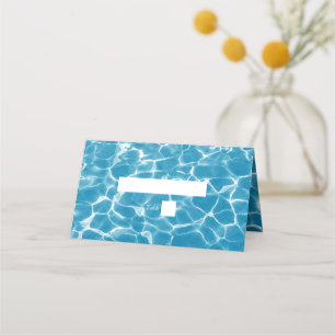 Placement Watercolor Blue Ocean Beach Wedding Carte de lieu 