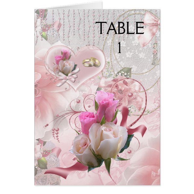 Placer les cartes de table Anneaux de Fleurs roses (Devant)