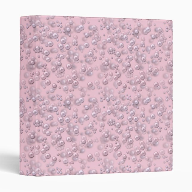 Placers of white-pink pearls on pink velvet binder (Front/Spine)