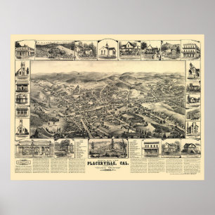 Placerville, CA Panoramic Map - 1888 Poster