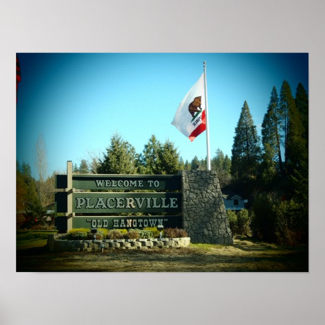 Placerville California flag town poster print (Front)