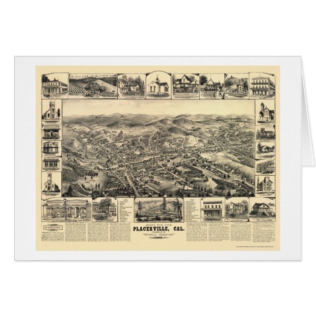 Placerville, carte panoramique de CA - 1888 (Devant horizontal)