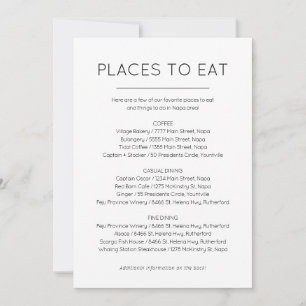 Places to eat and Things to do card