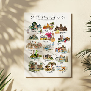 Places We’ll Wander   Monogram Travel Bucket List Poster