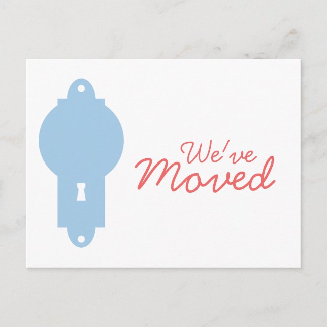 Placid Blue Door Knob We've Moved Postcards (Front)