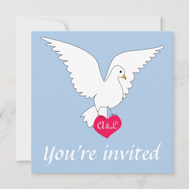 Placid Blue Dove Wedding Invitation (Front)