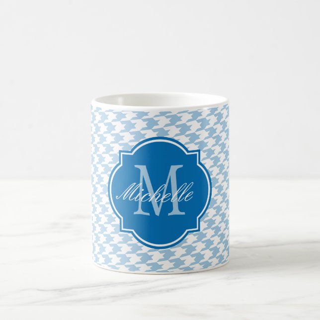 Placid Blue Houndstooth Monogram Mug (Center)