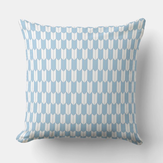 Placid Blue & White Japanese Yagasuri Throw Pillow (Front)