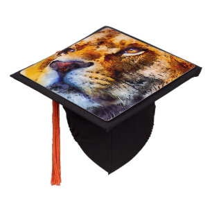 Placid Lion Face Graduation Cap Topper