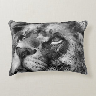 Placid Lion Face Silver Accent Pillow