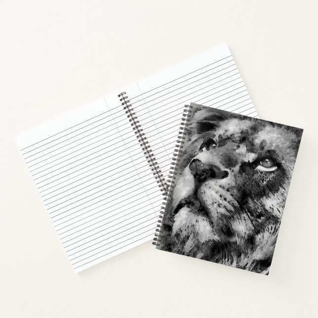 Placid Lion Face Silver Notebook (Inside)
