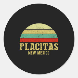 Placitas New Mexico Vintage Retro Sunset _1  Classic Round Sticker