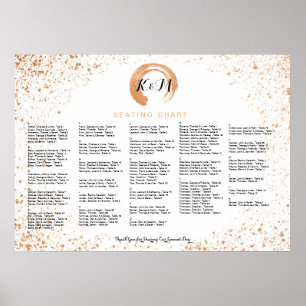 Plafond en cuivre Mariage Tableau de siège A-Z par