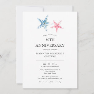 Plage 50E anniversaire Mariage Invitations
