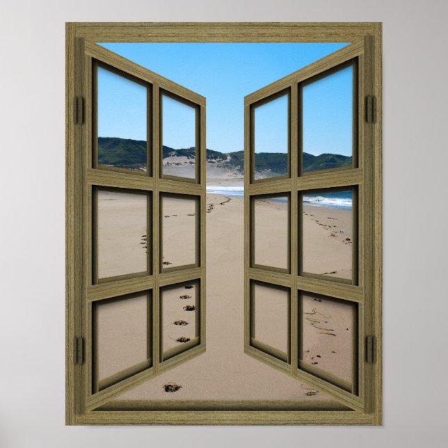 Plage 6 Volet Ouvert Porte Française Poster (Devant)