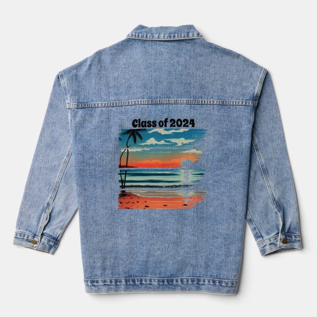 Plage Abstrait Art Graduation Denim Veste (Verso)