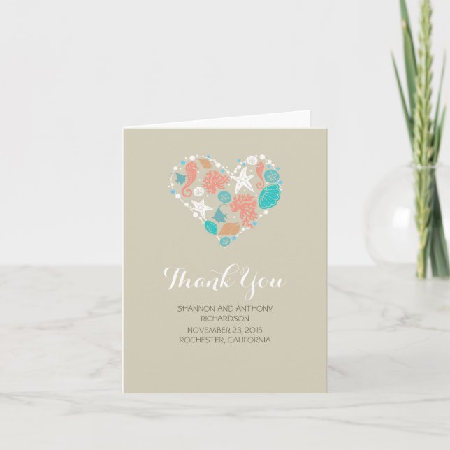 plage amour coeur romantique mariage merci (Devant)
