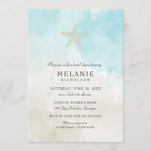 Plage Aquarelle Nuptiale Douche Invitation