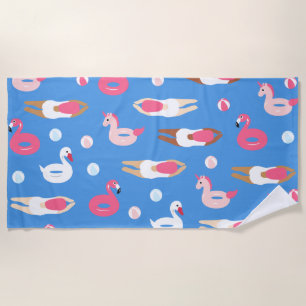 Plage Baignade mignonne et piscine Float Serviette de pl