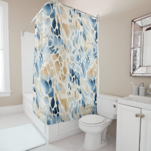 Plage Bleu et Tan Vague Motif rideau de douche