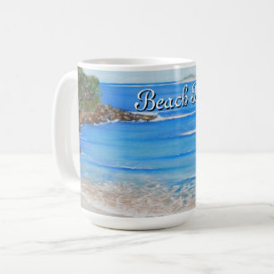 Plage Bleu Vagues Acrylique Peinture Café Mug