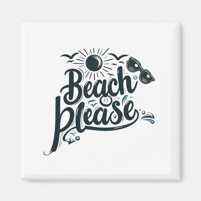 Plage bleue et noire S'il vous plaît Magnet (Devant)