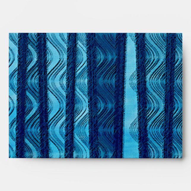 Plage Blue Retro Waves Party Enveloppe d'invitatio (Devant)