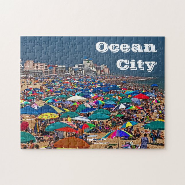 Plage bondée à Ocean City Jigsaw Puzzle (Horizontal)