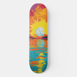 Plage cool Sunshine Pink and Orange Skateboard