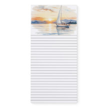 Plage côtière Bateau à voile Bloc-notes magnétique