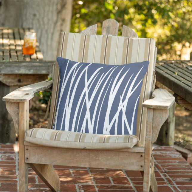 Plage côtière bleu blanc herbe de mer Coussin exté (Chaise)