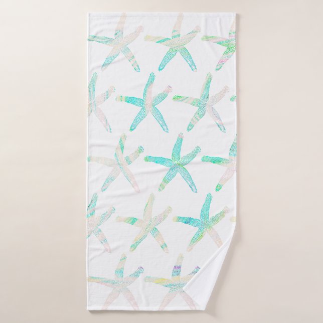 Plage côtière de Starfish Multicolor Motifs Turquo (Serviette de bain)