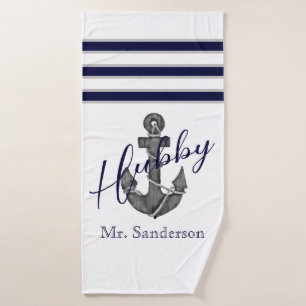 Plage d'Ancre de Hubby Nautical White et Navy Blue