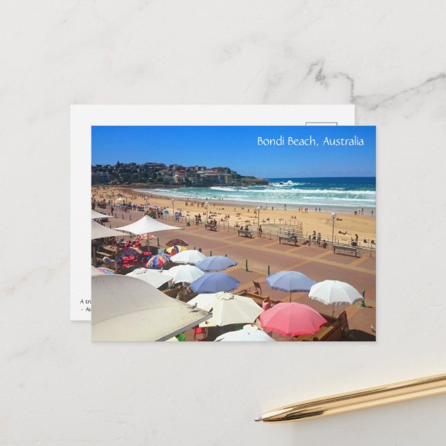 Plage de Bondi, Australie et carte postale de vaca (Devant/Arrière en situation)